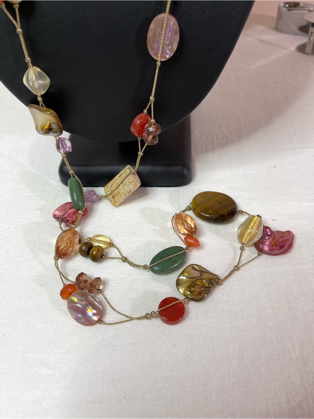 Lia Sophia Multi-Color Multi-Shape Shells & Stones Gold Tone Chain Necklace - Picture 5 of 9